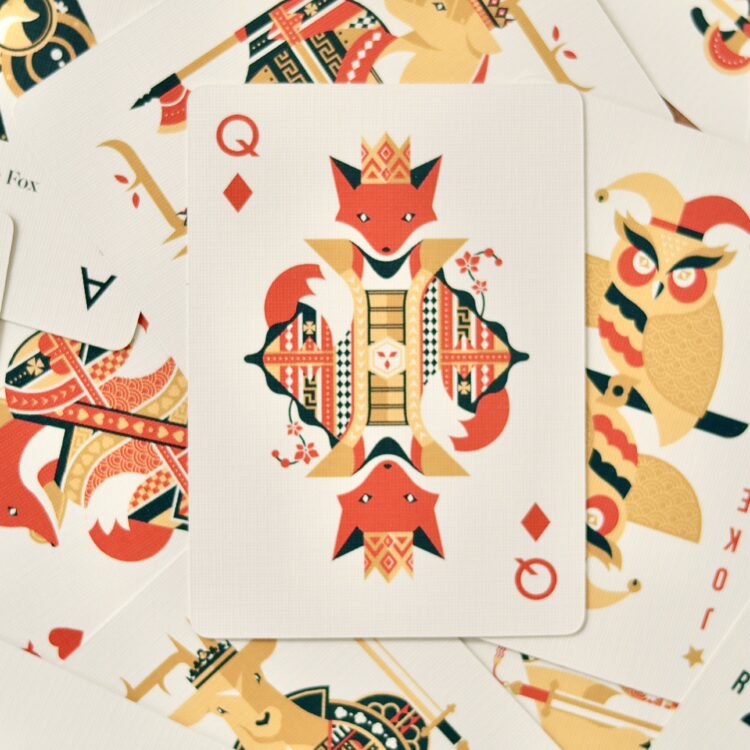 Quinn the Fox Playing Cards Queen of Diamonds